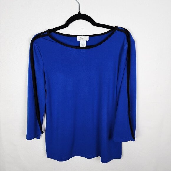 NWT Carmen Marc Valvo Cobalt Blue Blouse S - Picture 1 of 4